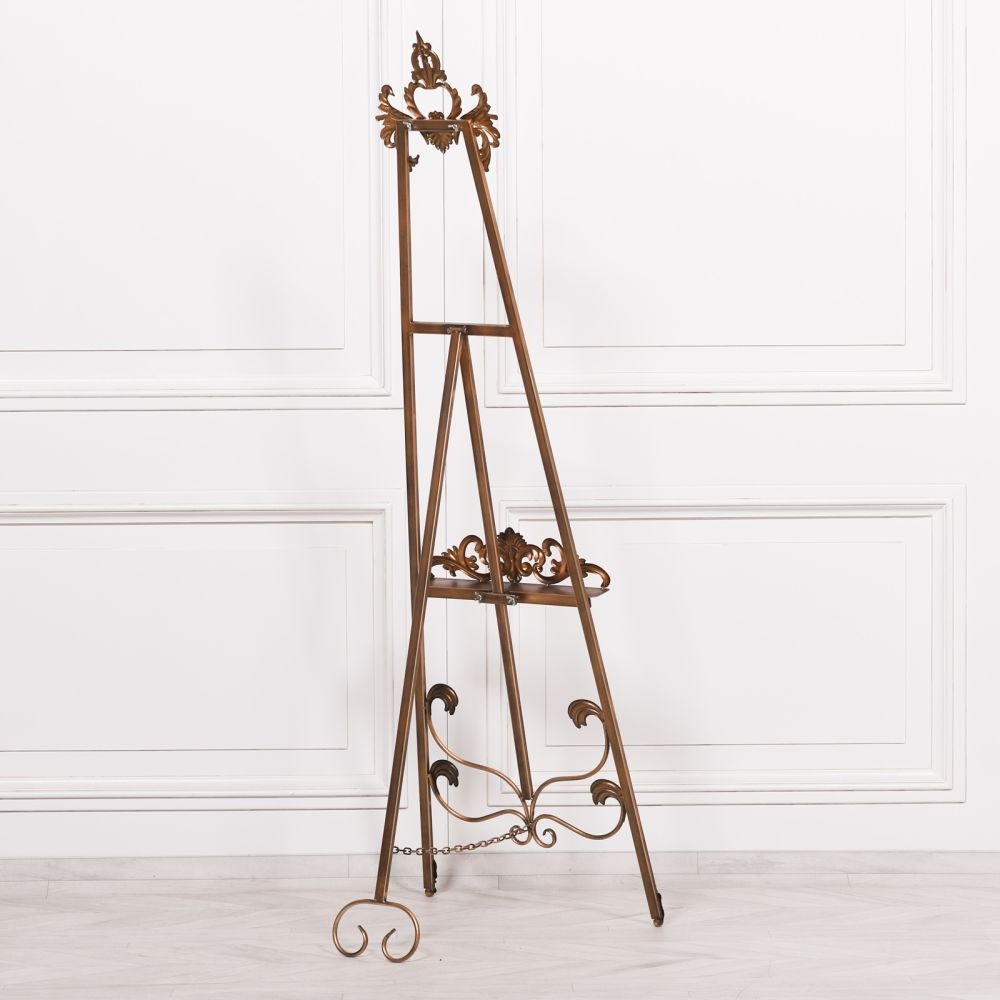 Product photograph of French Style Antiqued Gold Metal Easel from Choice Furniture Superstore.