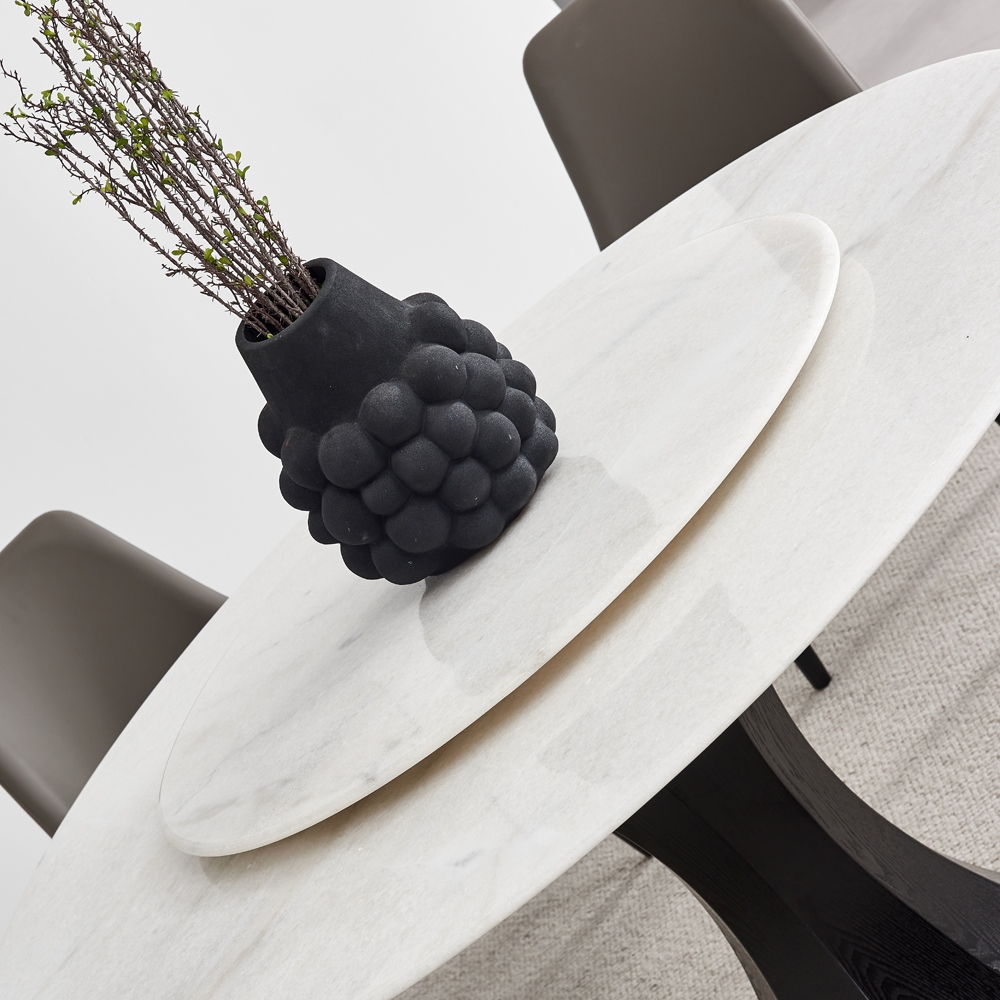 Product photograph of Lazy Susan Cream Natural Marble Round Dining Table - 130cm from Choice Furniture Superstore.