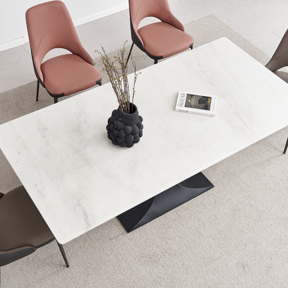 Product photograph of Hester Cream Natural Marble Dining Table - 200cm from Choice Furniture Superstore.