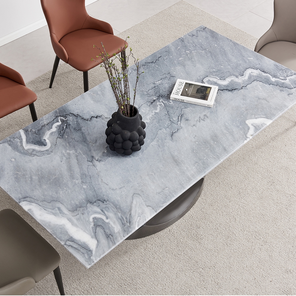 Product photograph of Chaplin Grey Natural Marble Dining Table - 200cm from Choice Furniture Superstore.