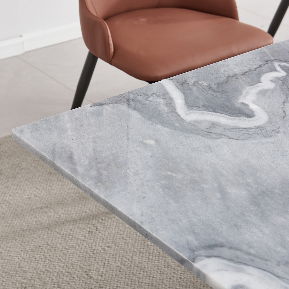 Product photograph of Chaplin Grey Natural Marble Dining Table - 200cm from Choice Furniture Superstore.