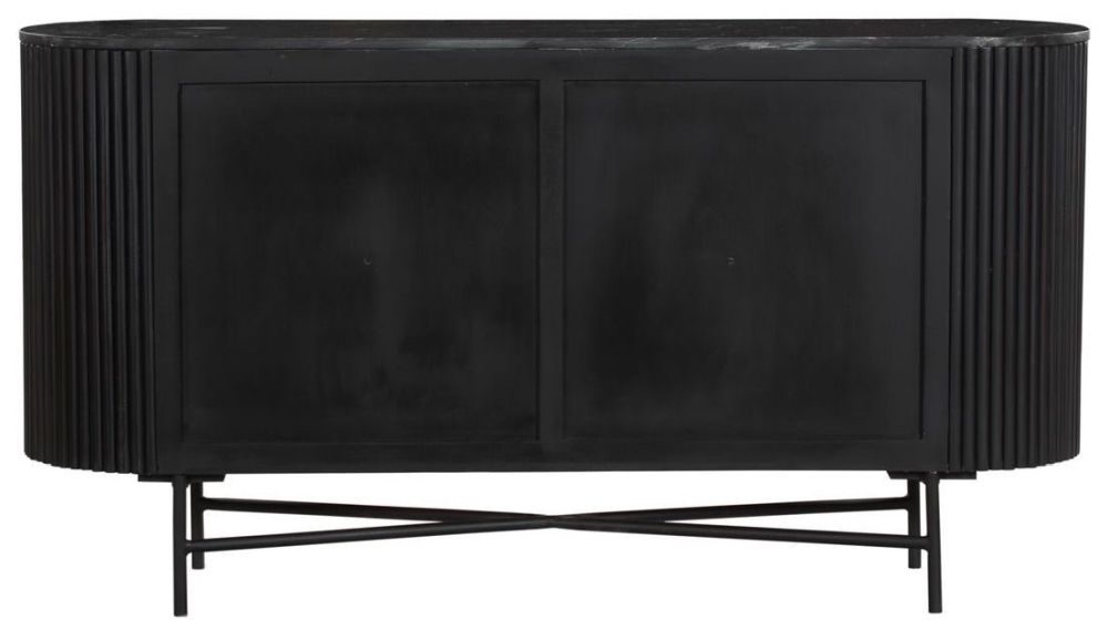 Product photograph of Carra Marble Sideboard Black Top With Fluted Ribbed Drum Base from Choice Furniture Superstore.