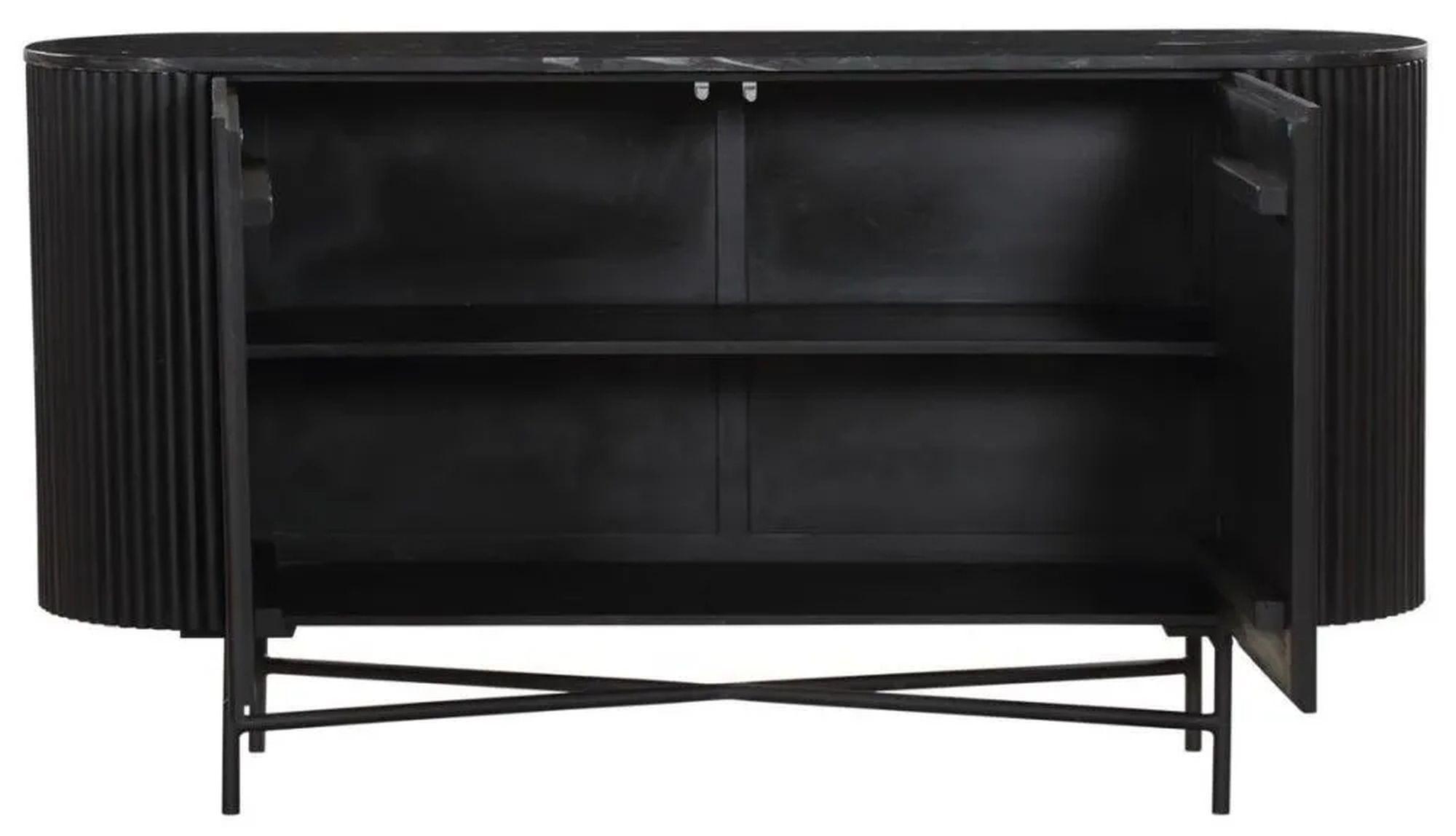 Product photograph of Carra Marble Medium Sideboard Black Top With Fluted Ribbed Drum Base from Choice Furniture Superstore.