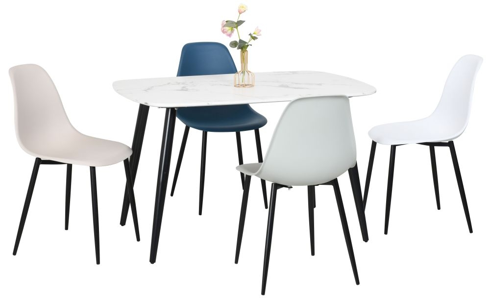 Product photograph of Aspen White Painted Top 120cm Dining Table With Black Tapered Legs from Choice Furniture Superstore.