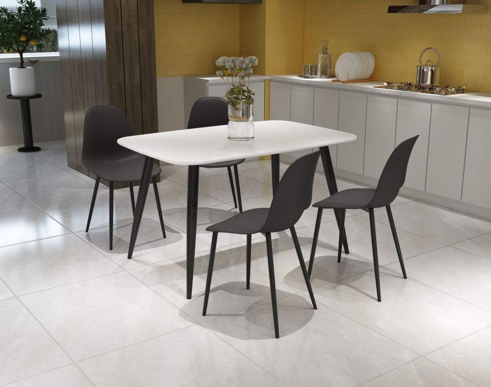 Product photograph of Aspen White Painted Top 120cm Dining Table With Black Tapered Legs from Choice Furniture Superstore.