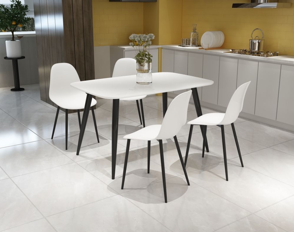 Product photograph of Aspen White Painted Top 120cm Dining Table With Black Tapered Legs from Choice Furniture Superstore.