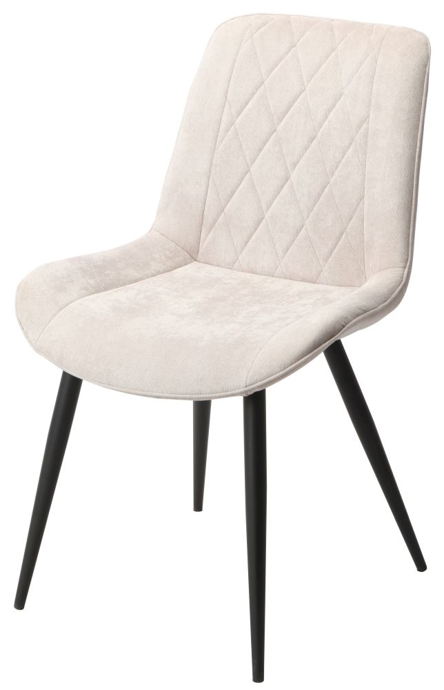 Product photograph of Laney Diamond Stitch Natural Fabric Dining Chair With Black Tapered Legs Sold In Pairs from Choice Furniture Superstore.