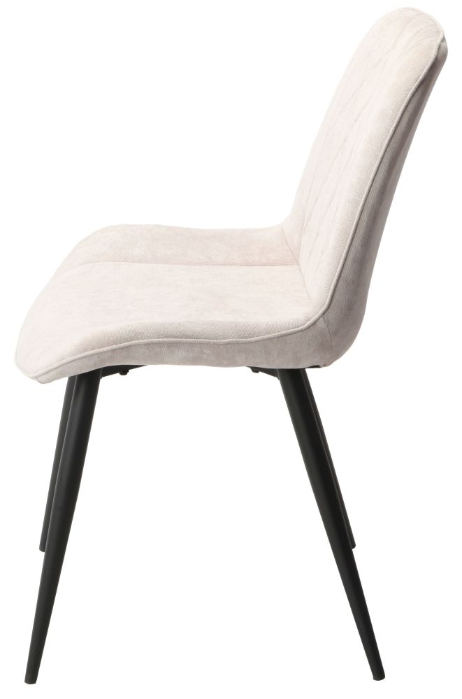 Product photograph of Laney Diamond Stitch Natural Fabric Dining Chair With Black Tapered Legs Sold In Pairs from Choice Furniture Superstore.