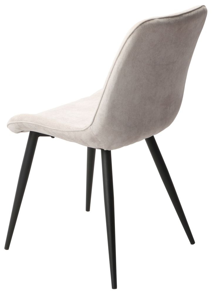 Product photograph of Laney Diamond Stitch Natural Fabric Dining Chair With Black Tapered Legs Sold In Pairs from Choice Furniture Superstore.