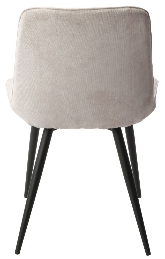 Product photograph of Laney Diamond Stitch Natural Fabric Dining Chair With Black Tapered Legs Sold In Pairs from Choice Furniture Superstore.