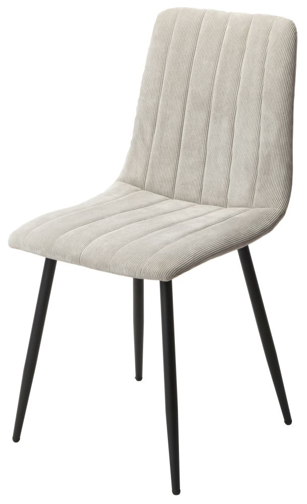 Product photograph of Laney Straight Stitch Lt Cord Grey Fabric Dining Chair With Black Tapered Legs Sold In Pairs from Choice Furniture Superstore.