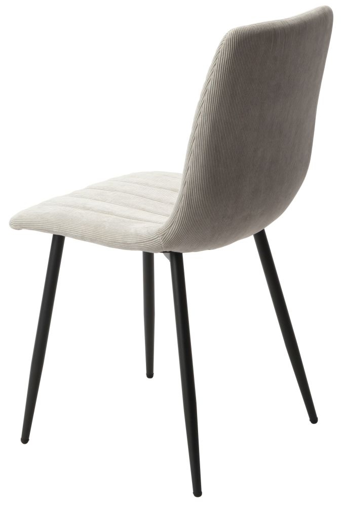 Product photograph of Laney Straight Stitch Lt Cord Grey Fabric Dining Chair With Black Tapered Legs Sold In Pairs from Choice Furniture Superstore.