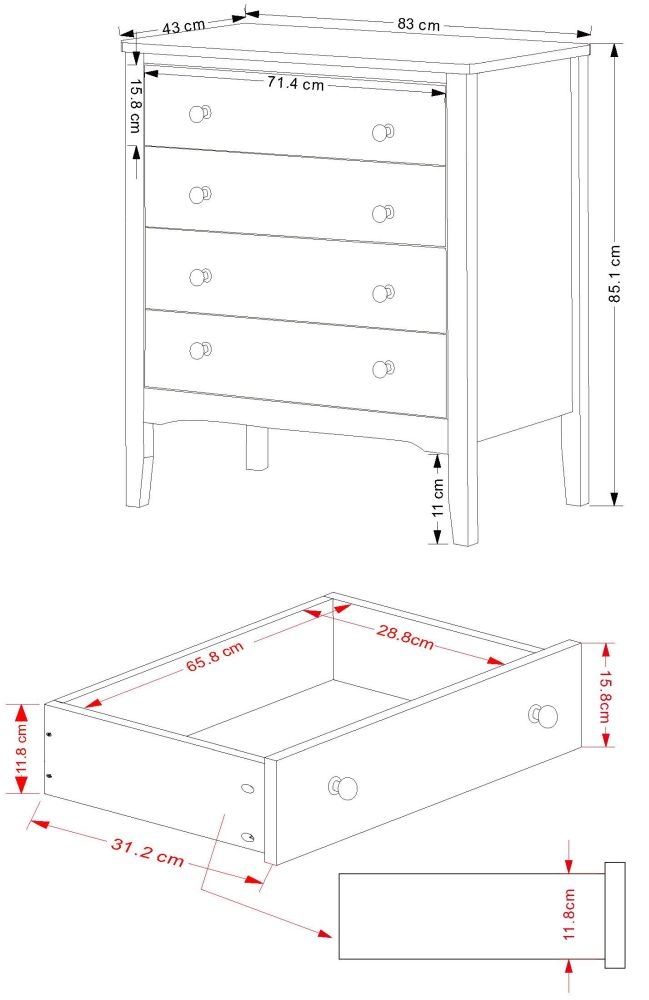 Product photograph of Como Grey Painted 4 Drawer Chest from Choice Furniture Superstore.