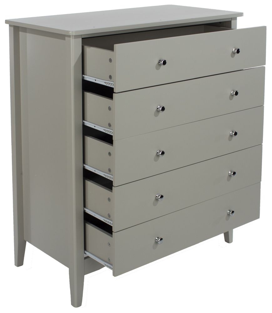 Product photograph of Como Grey Painted 5 Drawer Chest from Choice Furniture Superstore.