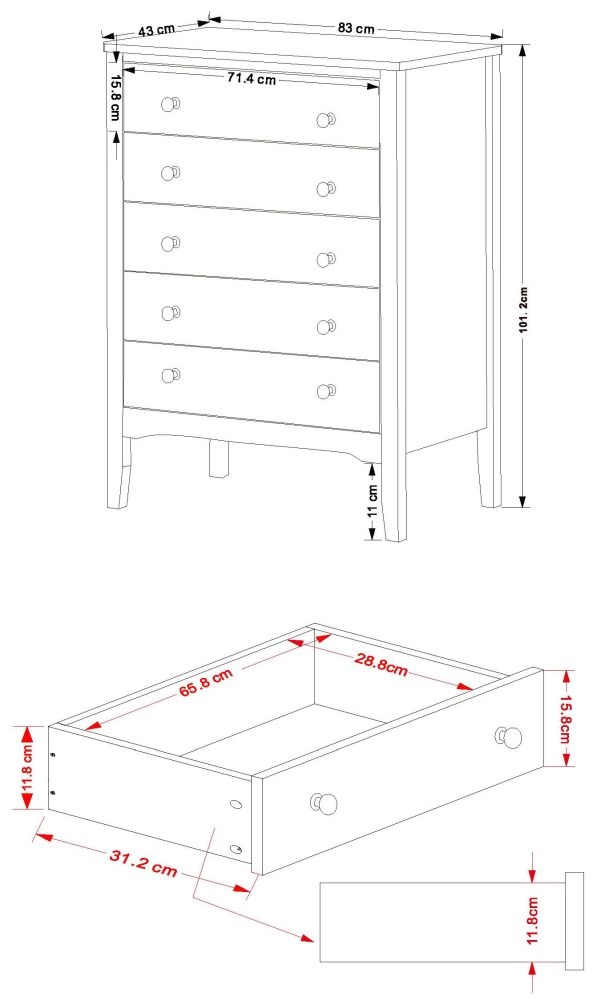 Product photograph of Como Grey Painted 5 Drawer Chest from Choice Furniture Superstore.