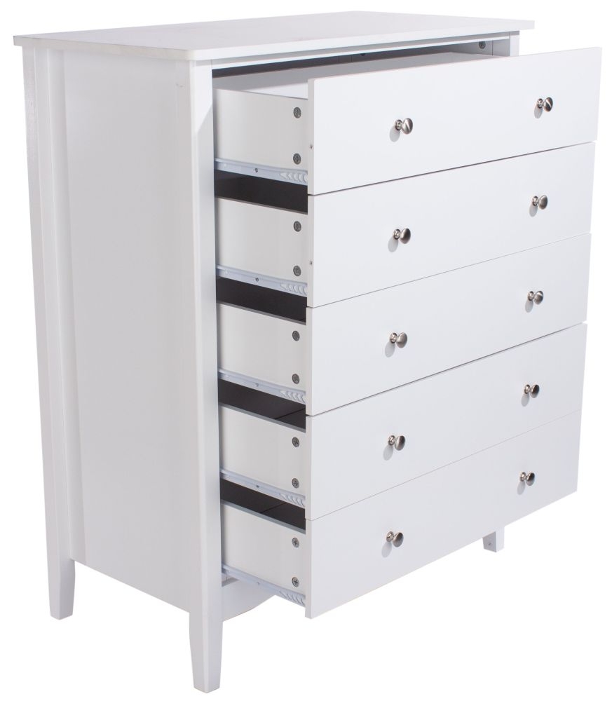 Product photograph of Como White Painted 5 Drawer Chest from Choice Furniture Superstore.