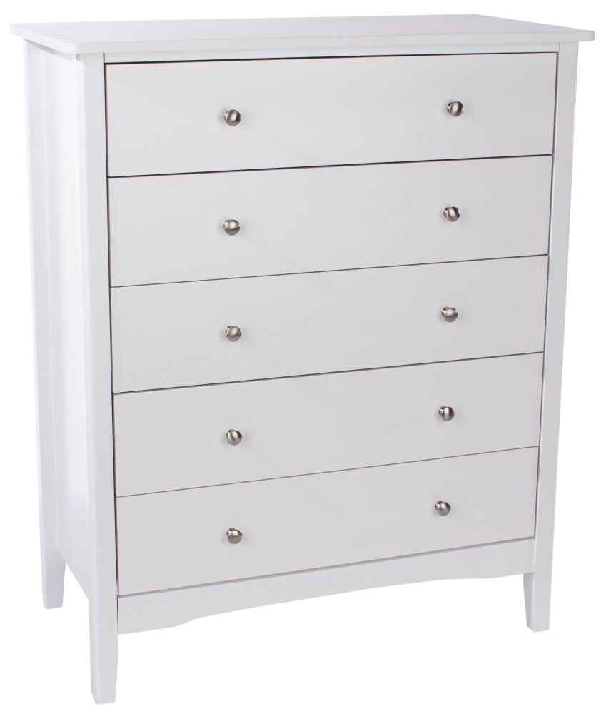 Product photograph of Como White Painted 5 Drawer Chest from Choice Furniture Superstore.