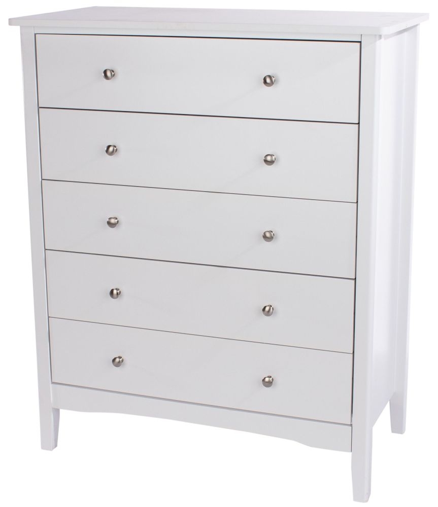 Product photograph of Como White Painted 5 Drawer Chest from Choice Furniture Superstore.
