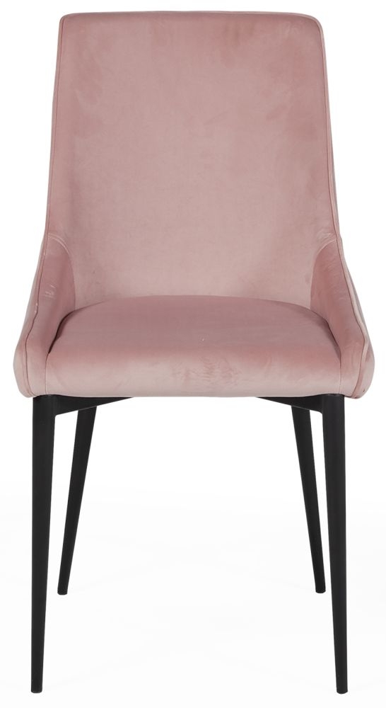 Product photograph of Vida Living Peyton Blush Velvet Fabric Dining Chair Sold In Pairs from Choice Furniture Superstore.