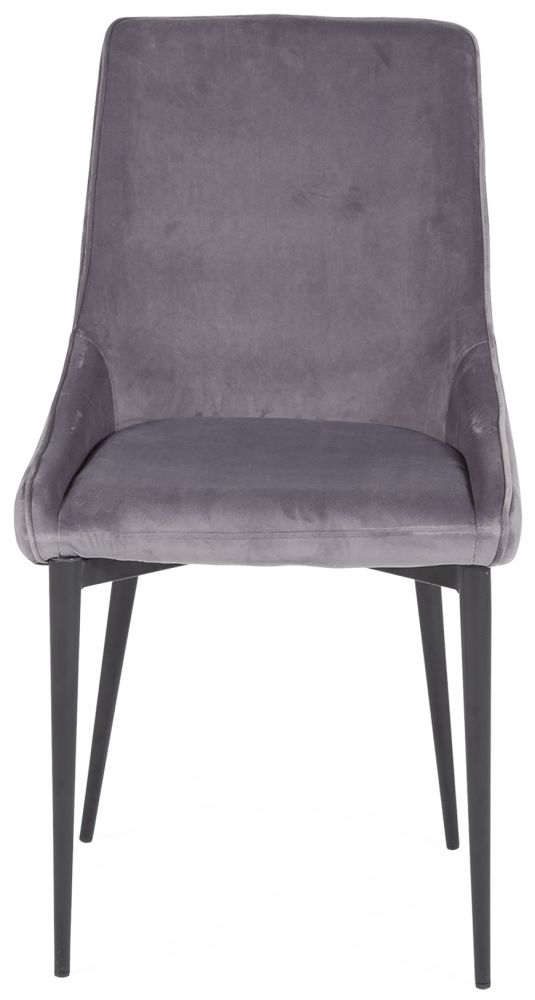 Product photograph of Vida Living Peyton Light Grey Velvet Fabric Dining Chair Sold In Pairs from Choice Furniture Superstore.