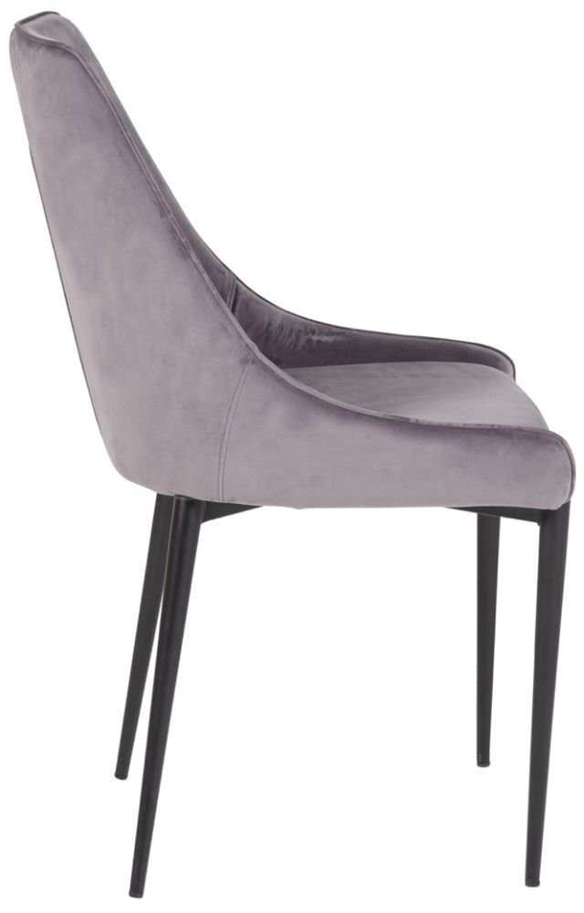 Product photograph of Vida Living Peyton Light Grey Velvet Fabric Dining Chair Sold In Pairs from Choice Furniture Superstore.