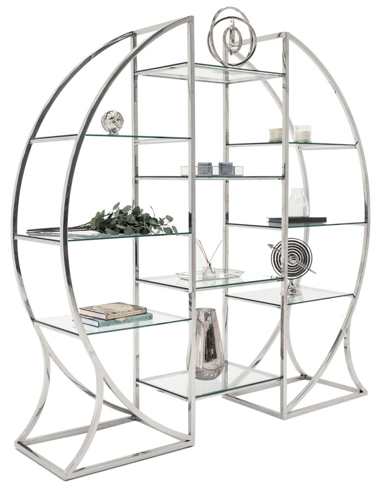 Product photograph of Vida Living Monica Glass And Silver Display Cabinet from Choice Furniture Superstore.