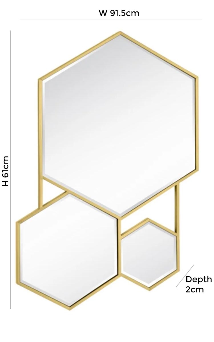 Product photograph of Vida Living Ezra Silver Hexagonal Mirror - 91 5cm X 61cm from Choice Furniture Superstore.