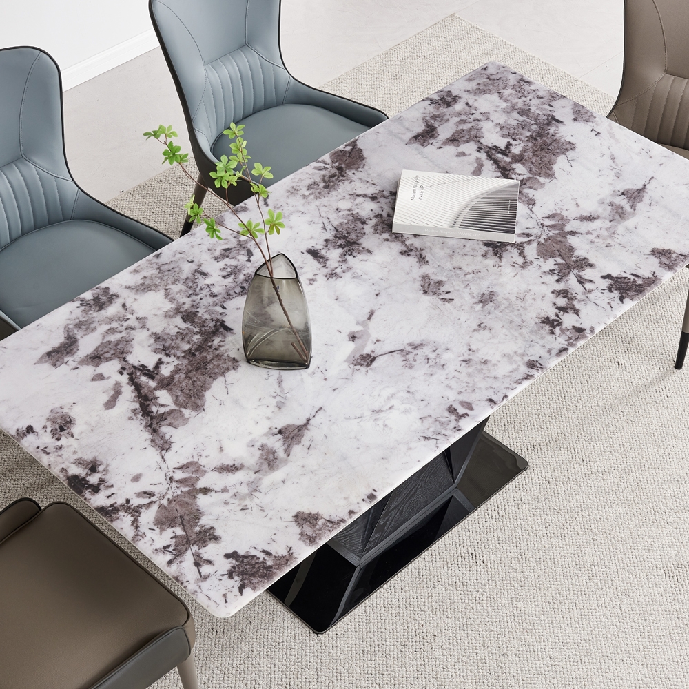 Product photograph of Morven Marble Dining Table - Displayed In Copenhagen White from Choice Furniture Superstore.