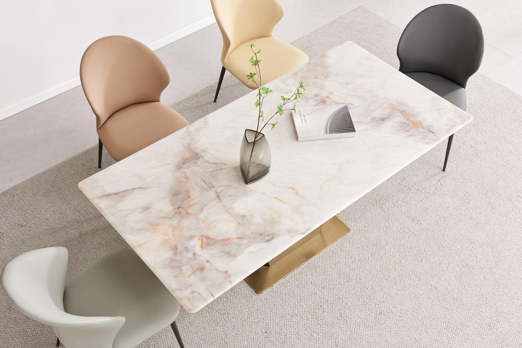 Product photograph of Telma Marble 6 Seater Dining Table - Displayed In Golden White from Choice Furniture Superstore.