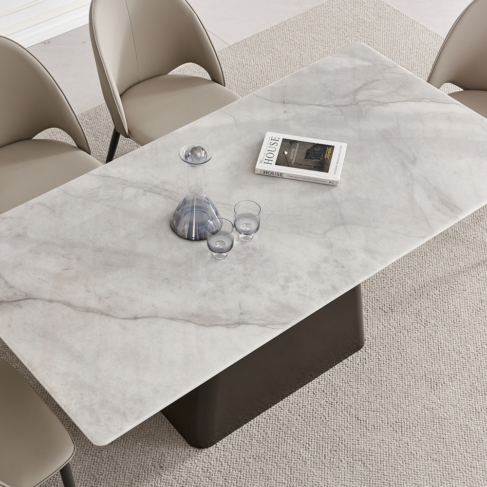 Product photograph of Ancora Marble Dining Table - Displayed In Ocean from Choice Furniture Superstore.