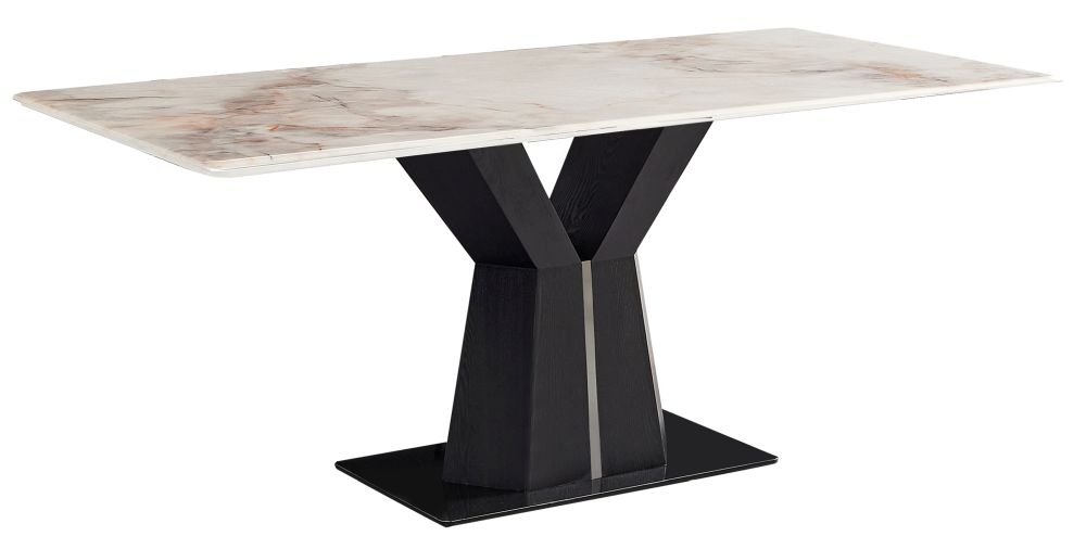 Product photograph of Ancora Marble Dining Table - Displayed In Ocean from Choice Furniture Superstore.