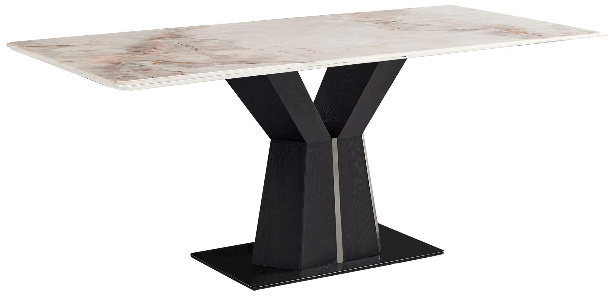 Product photograph of Ancora Marble Dining Table - Displayed In Ocean from Choice Furniture Superstore.