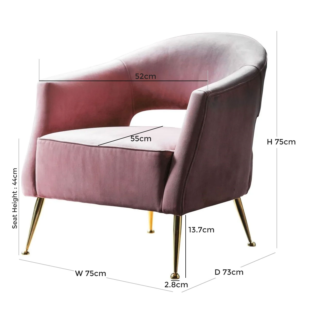 Product photograph of Clearance - Barletta Dusky Velvet Armchair - D27 from Choice Furniture Superstore.