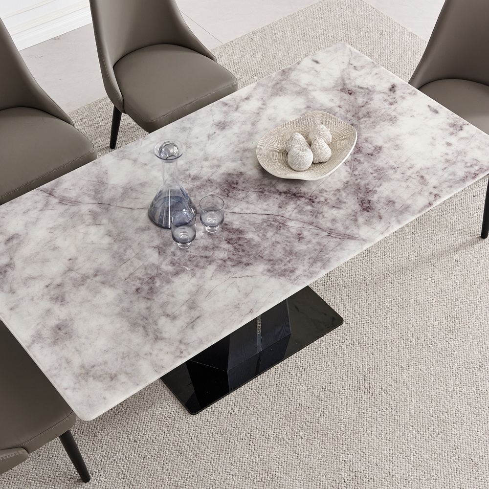 Product photograph of Tatler Marble Dining Table - Displayed In White And Black from Choice Furniture Superstore.