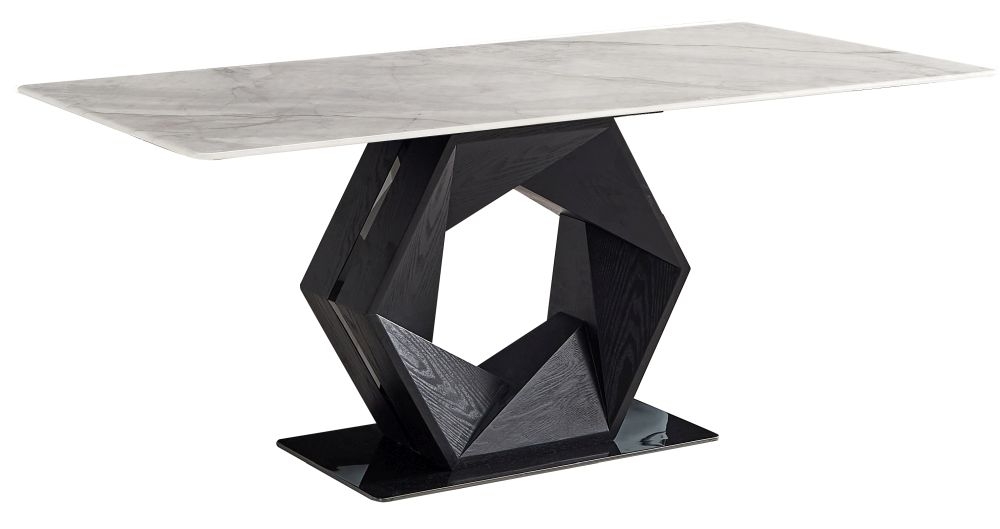 Product photograph of Harley Marble Dining Table - Displayed In Dark Grey And Black from Choice Furniture Superstore.