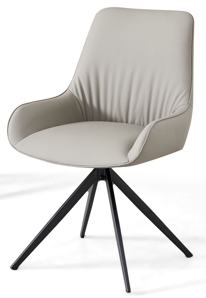 Product photograph of Monza Dark Grey Faux Leather Swivel Dining Chair With Black Legs from Choice Furniture Superstore.