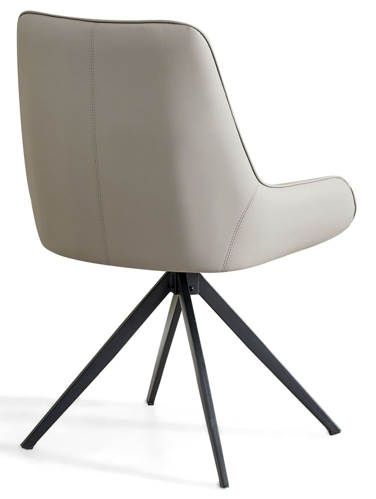 Product photograph of Monza Dark Grey Faux Leather Swivel Dining Chair With Black Legs from Choice Furniture Superstore.