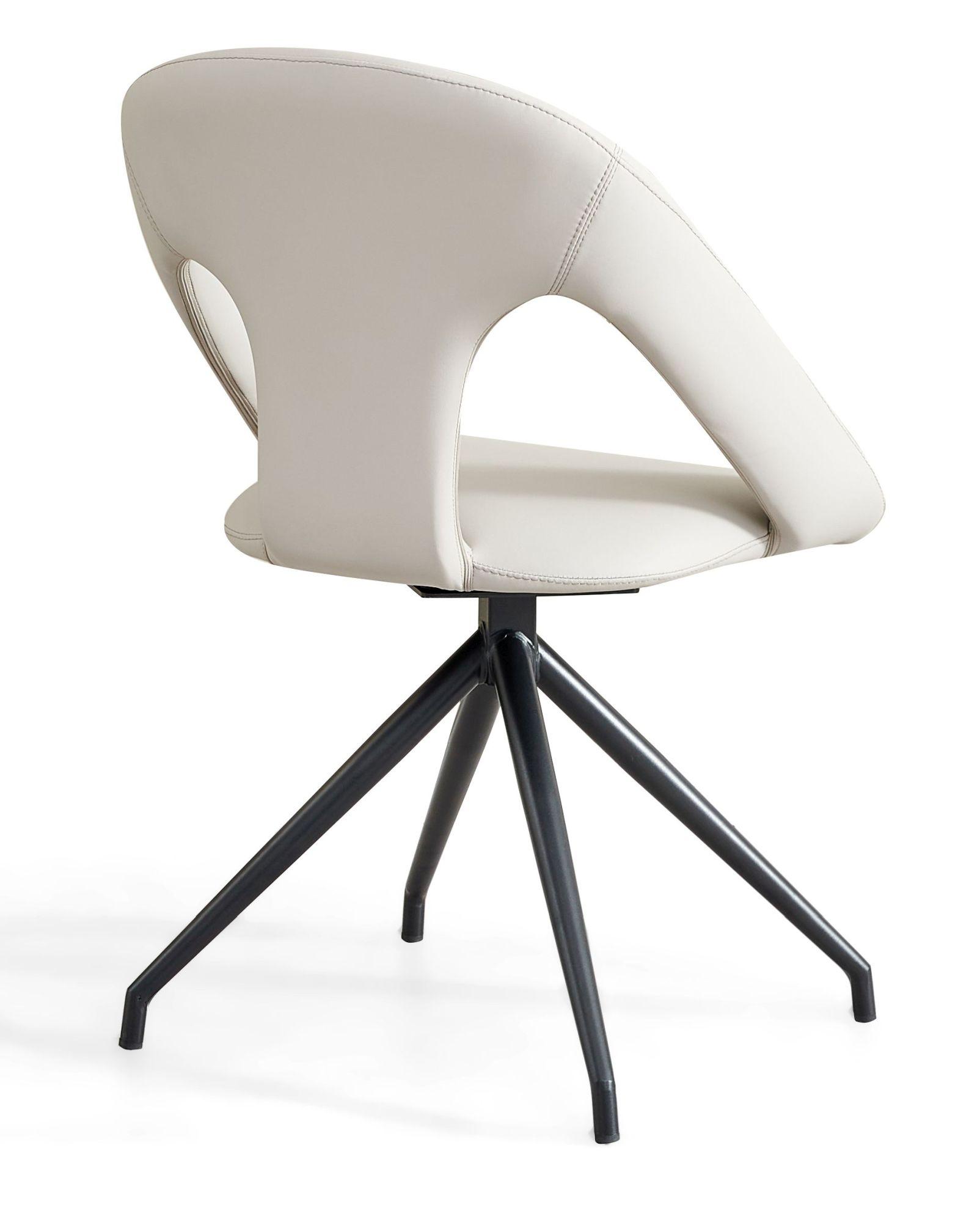 Product photograph of Marlow Light Grey Leather Swivel Dining Chair With Black Legs from Choice Furniture Superstore.