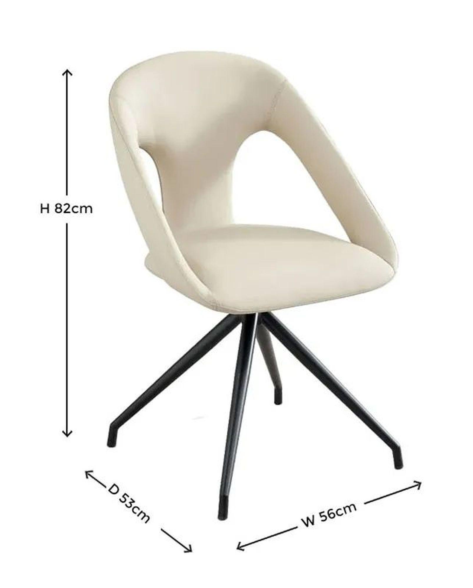 Product photograph of Marlow Cream Leather Swivel Dining Chair With Black Legs from Choice Furniture Superstore.