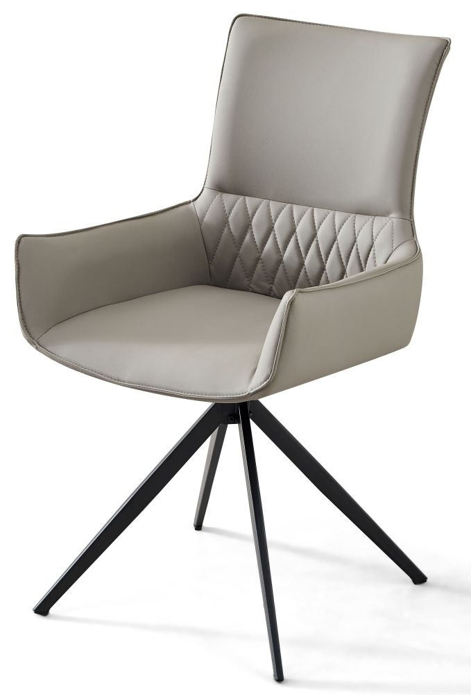 Product photograph of Chicago Dark Grey Faux Leather Swivel Dining Chair With Black Legs from Choice Furniture Superstore.