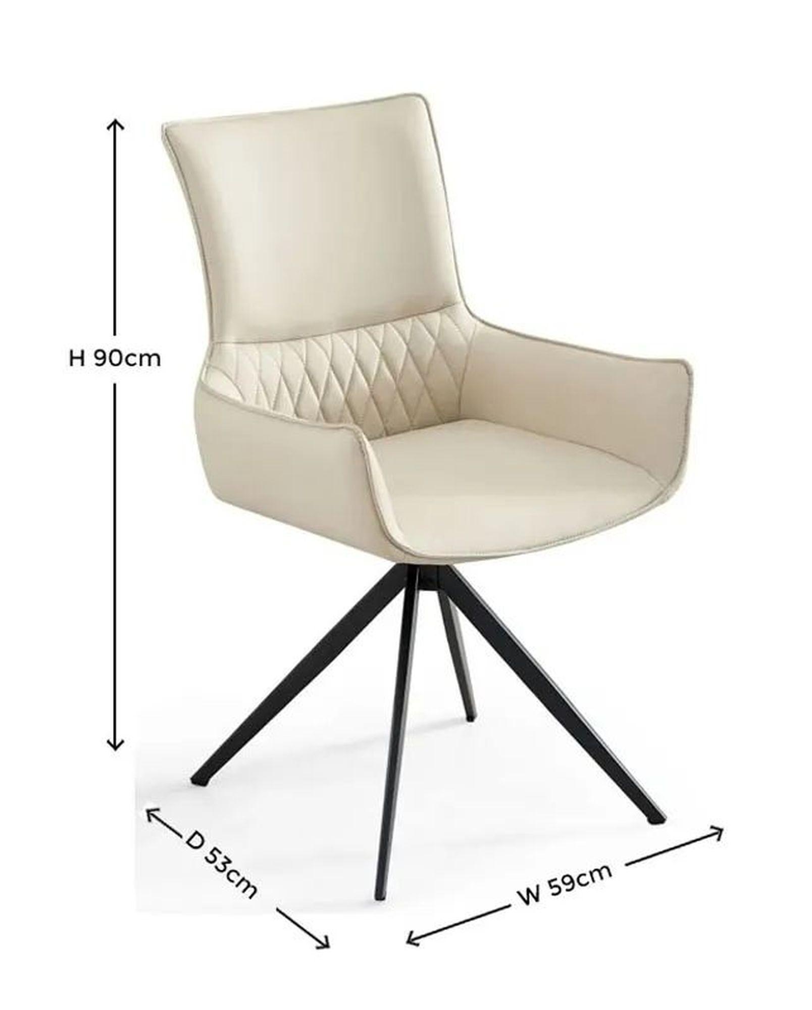 Product photograph of Chicago Cream Leather Swivel Dining Chair With Black Legs from Choice Furniture Superstore.