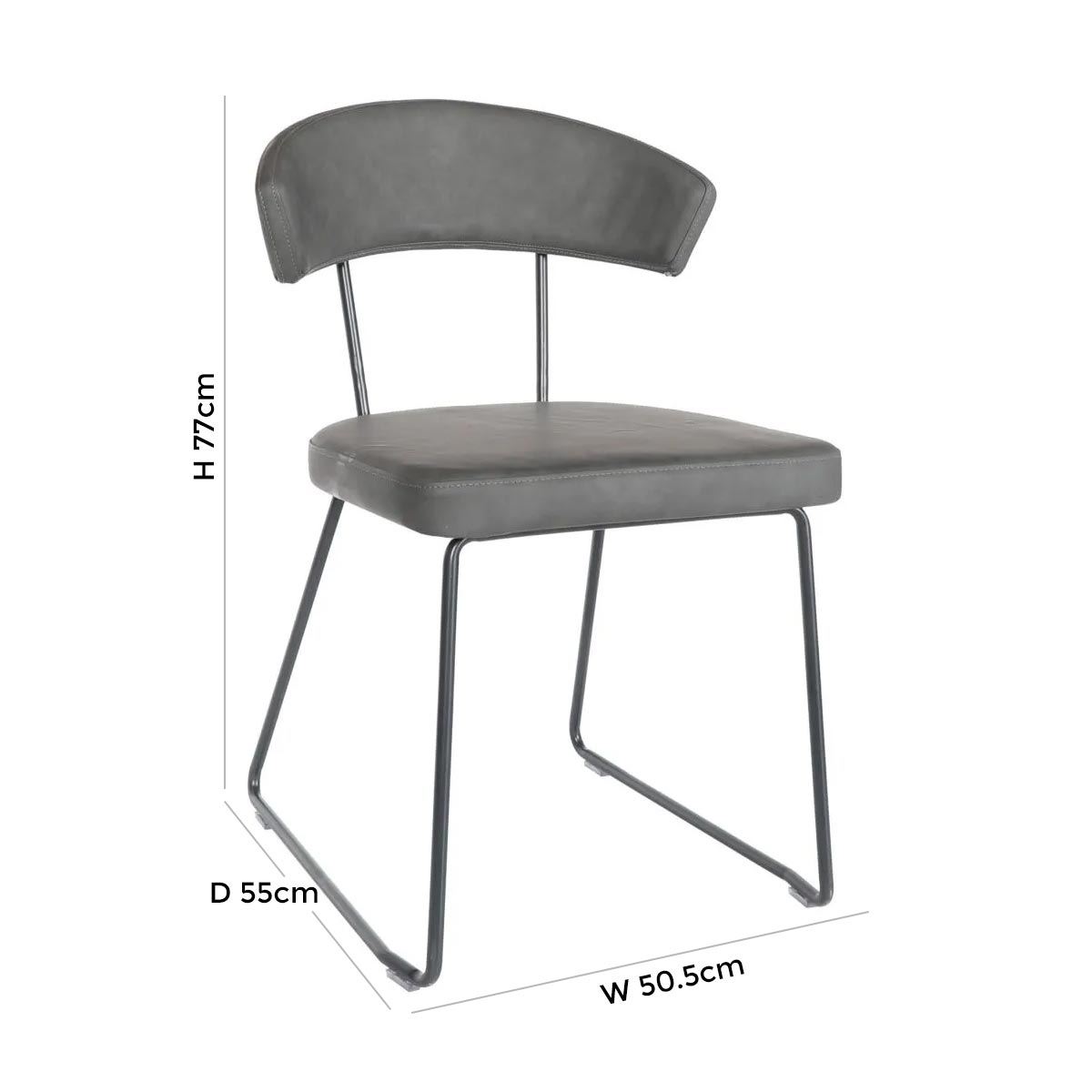 Product photograph of Milan Grey Leather Dining Chair Sold In Pairs from Choice Furniture Superstore.