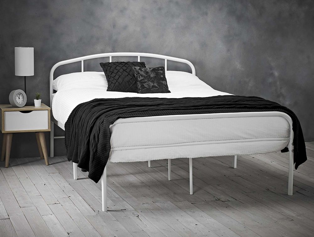 Product photograph of Milton White Metal Bed - Sizes Available from Choice Furniture Superstore.