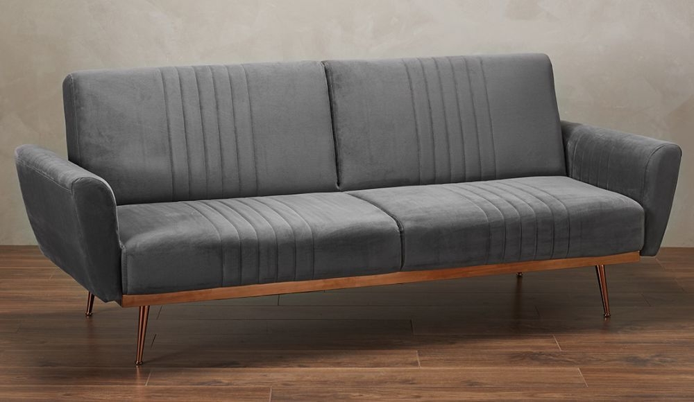 Product photograph of Nico Grey Velvet Sofa Bed from Choice Furniture Superstore.