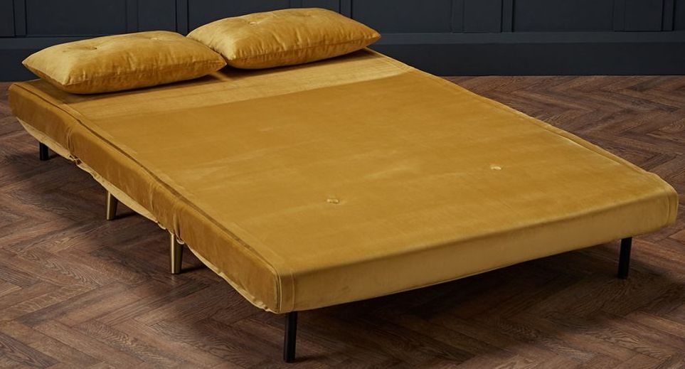 Product photograph of Madison Mustard Plush Velvet Sofa Bed from Choice Furniture Superstore.