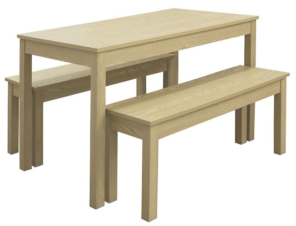 Product photograph of Ohio Oak Effect Dining Set With 2 Benches from Choice Furniture Superstore.