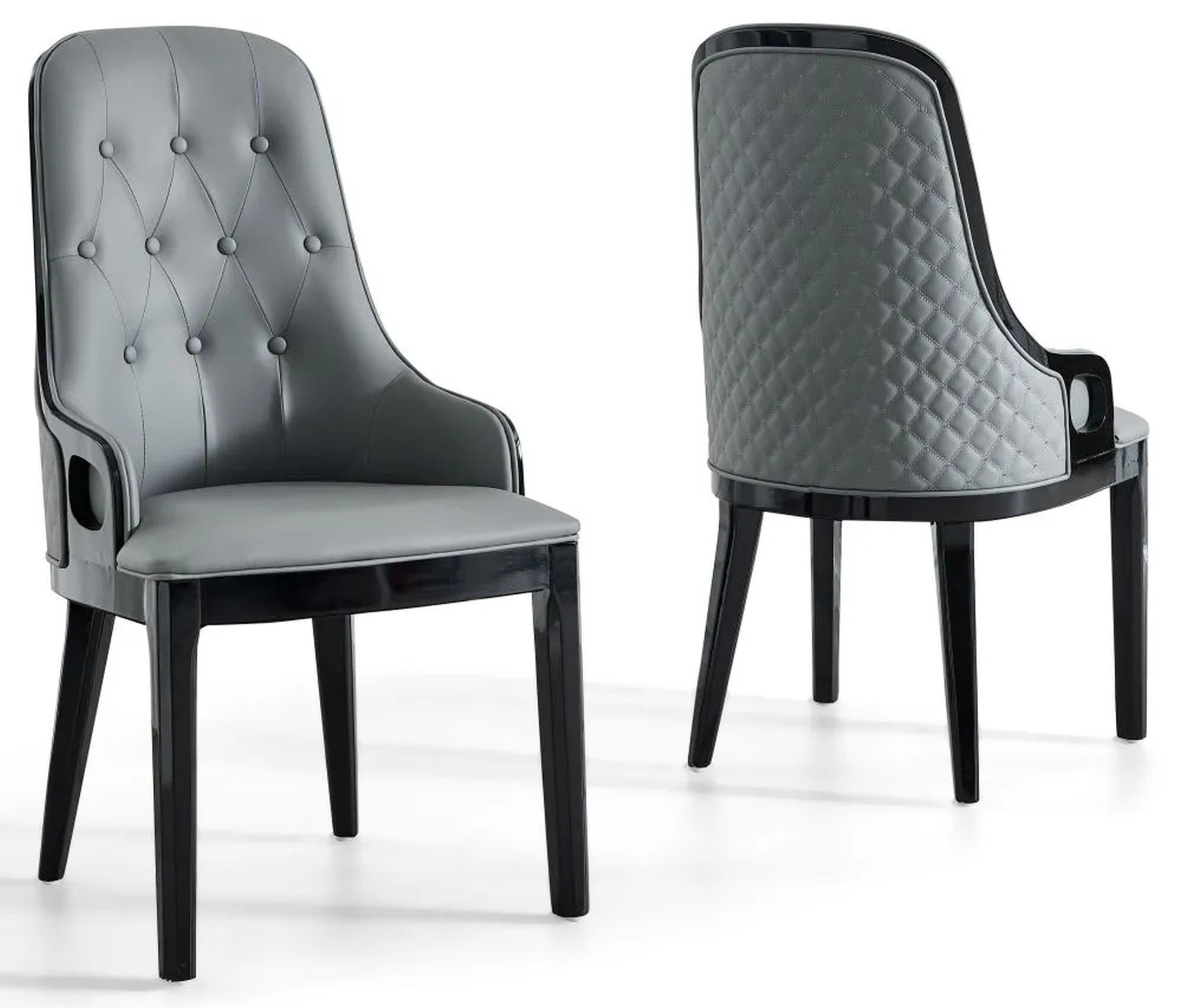 Product photograph of Cairo Grey Faux Leather High Back Dining Chair With Black Wooden Trim from Choice Furniture Superstore.