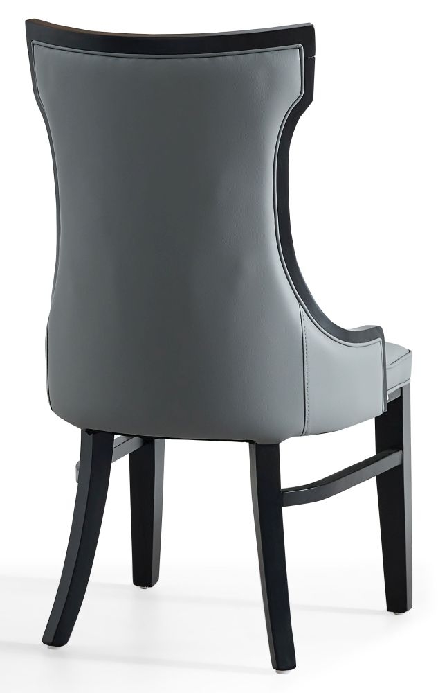 Product photograph of Dubai Grey Faux Leather High Back Dining Chair With Black Wooden Trim from Choice Furniture Superstore.