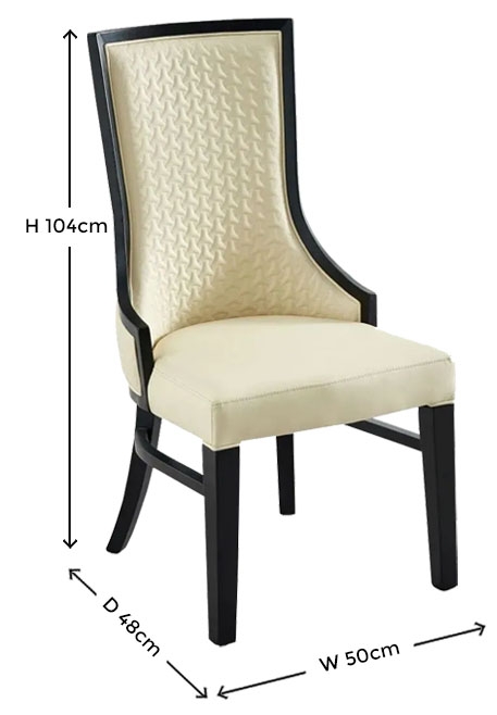 Product photograph of Zayed Cream Faux Leather High Back Dining Chair With Black Wooden Trim from Choice Furniture Superstore.