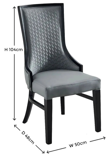 Product photograph of Zayed Grey Faux Leather High Back Dining Chair With Black Wooden Trim from Choice Furniture Superstore.